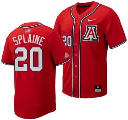 Tommy Splaine Jersey #20 Arizona Wildcats Replica Baseball Full-Button Red