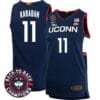 Alex Karaban Jersey #11 UConn Huskies Basketball 2024 Back To Back Champions Patch Navy 5 Alex Karaban Jersey #11 UConn Huskies Basketball 2024 Back To Back Champions Patch Navy