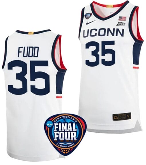 Azzi Fudd Jersey #35 UConn Huskies Basketball 2024 NCAA March Madness Final Four White