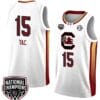 Adhel Tac Jersey #15 South Carolina Gamecocks 2024 NCAA Basketball National Champions White Yellow