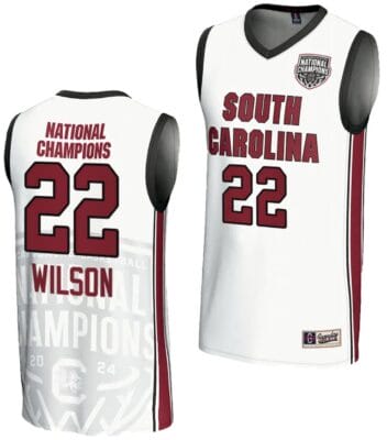 A'ja Wilson Jersey #22 South Carolina Gamecocks 2024 NCAA Basketball National Champions White