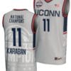 Alex Karaban Jersey #11 UConn Huskies 2024 NCAA Basketball National Champions Lightweight Gray