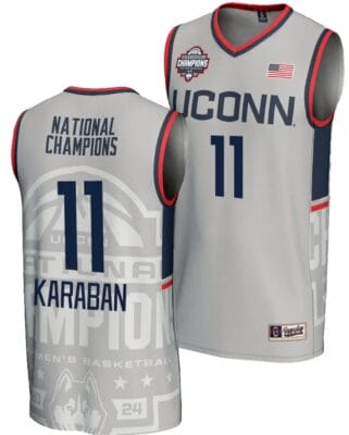 Alex Karaban Jersey #11 UConn Huskies 2024 NCAA Basketball National Champions Lightweight Gray 6 Alex Karaban Jersey #11 UConn Huskies 2024 NCAA Basketball National Champions Lightweight Gray