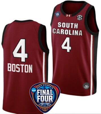 Aliyah Boston Jersey #4 South Carolina Gamecocks Basketball 2024 NCAA March Madness Final Four Garnet