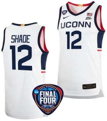 Ashlynn Shade Jersey #12 UConn Huskies Basketball 2024 NCAA March Madness Final Four White