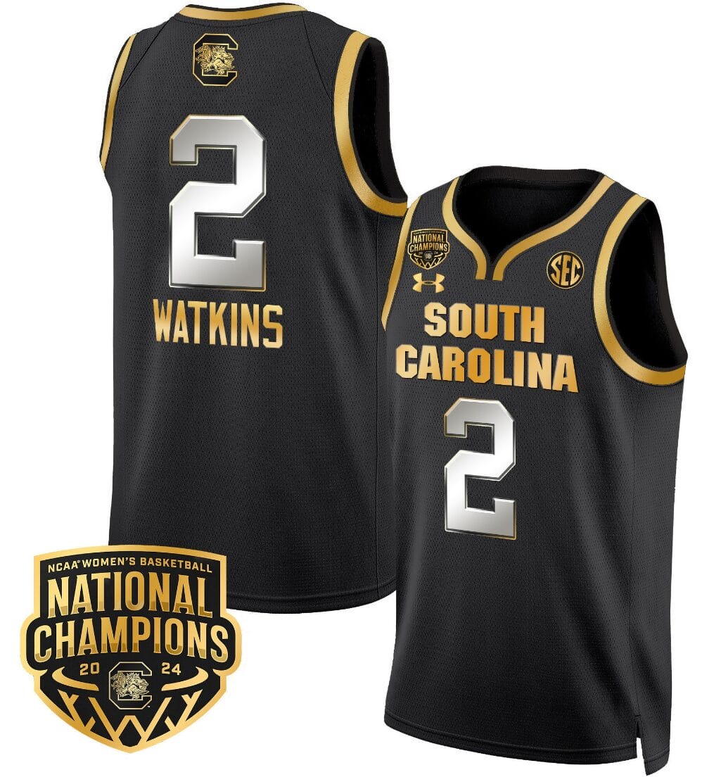 Ashlyn Watkins Jersey #2 South Carolina Gamecocks Basketball 2024 National Champions All Stitched 1 Bree Hall Jersey #23 South Carolina Gamecocks Basketball 2024 National Champions All Stitched Black Gold