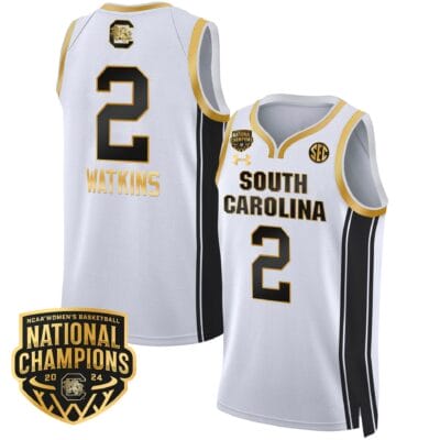 Bree Hall Jersey #23 South Carolina Gamecocks Basketball 2024 National Champions All Stitched White Gold