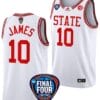 Aziaha James Jersey #10 NC State Wolfpack Basketball 2024 NCAA March Madness Final Four White