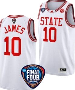 Aziaha James Jersey #10 NC State Wolfpack Basketball 2024 NCAA March Madness Final Four White
