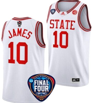 Aziaha James Jersey #10 NC State Wolfpack Basketball 2024 NCAA March Madness Final Four White 8 Aziaha James Jersey #10 NC State Wolfpack Basketball 2024 NCAA March Madness Final Four White