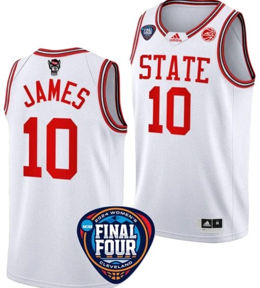 Aziaha James Jersey #10 NC State Wolfpack Basketball 2024 NCAA March Madness Final Four White