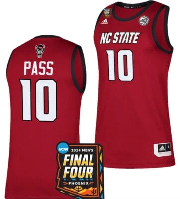 Breon Pass Jersey #10 NC State Wolfpack 2024 NCAA March Madness Final Four Basketball Red