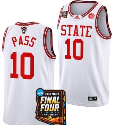 Breon Pass Jersey #10 NC State Wolfpack 2024 NCAA March Madness Final Four Basketball White