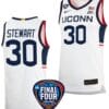 Breanna Stewart Jersey #30 UConn Huskies Basketball 2024 NCAA March Madness Final Four White
