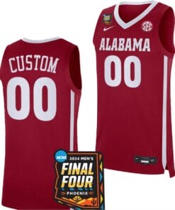 Custom Alabama Crimson Tide Jersey Name and Number 2024 NCAA March Madness Final Four Basketball Crimson