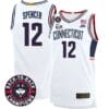 Cam Spencer Jersey #12 UConn Huskies Basketball 2024 Back To Back Champions Patch White