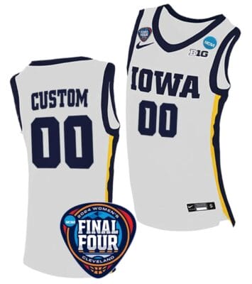 Custom Iowa Hawkeyes Basketball Jersey Name and Number 2024 NCAA March Madness Final Four White 8 Custom Iowa Hawkeyes Basketball Jersey Name and Number 2024 NCAA March Madness Final Four White