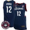 Cam Spencer Jersey #12 UConn Huskies Basketball 2024 Back To Back Champions Patch Navy