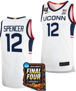 Cam Spencer Jersey #12 UConn Huskies Basketball 2024 NCAA March Madness Final Four White