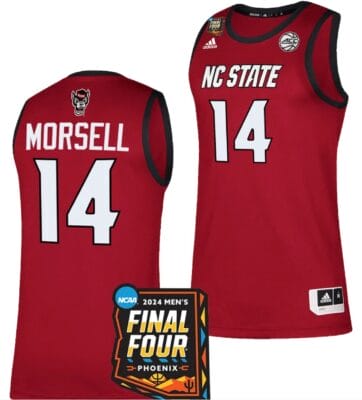 Casey Morsell Jersey #14 NC State Wolfpack 2024 NCAA March Madness Final Four Basketball Red