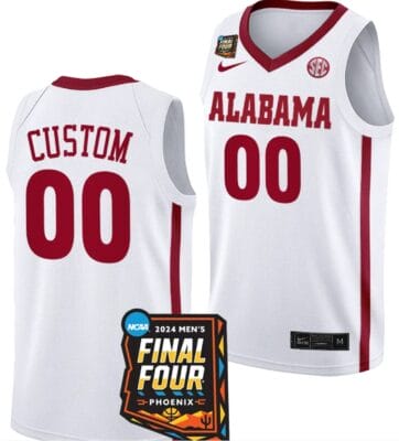 Custom Alabama Crimson Tide Jersey Name and Number 2024 NCAA March Madness Final Four Basketball White 6 Custom Alabama Crimson Tide Jersey Name and Number 2024 NCAA March Madness Final Four Basketball White