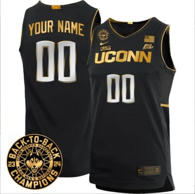 Custom UConn Huskies Basketball Jersey 2024 Back To Back Champions Patch Black 8 Custom UConn Huskies Basketball Jersey 2024 Back To Back Champions Patch Black