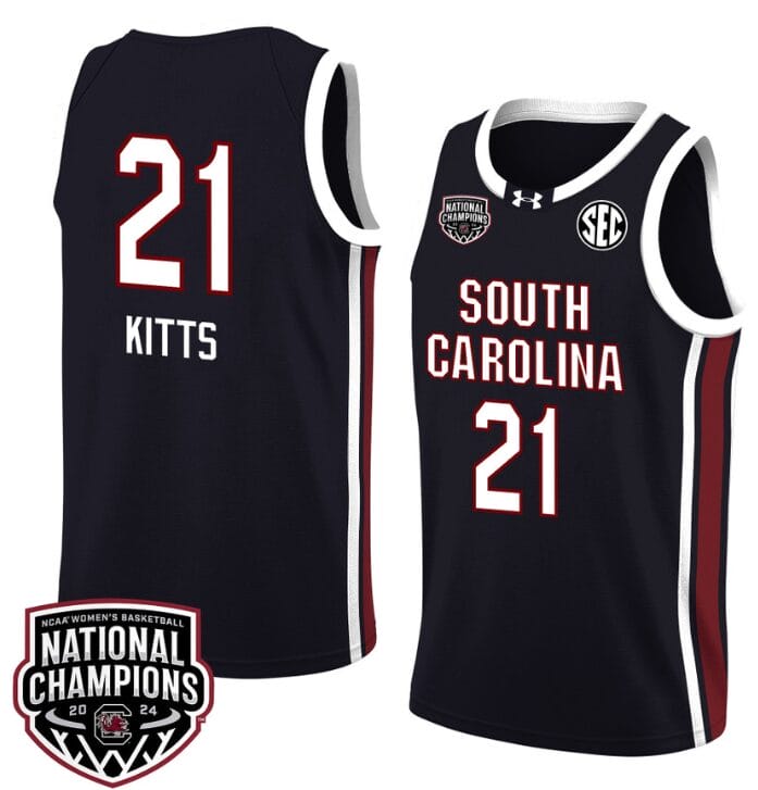 Chloe Kitts Jersey #21 South Carolina Gamecocks 2024 NCAA Basketball National Champions Black 1 Chloe Kitts Jersey #21 South Carolina Gamecocks 2024 NCAA Basketball National Champions Black
