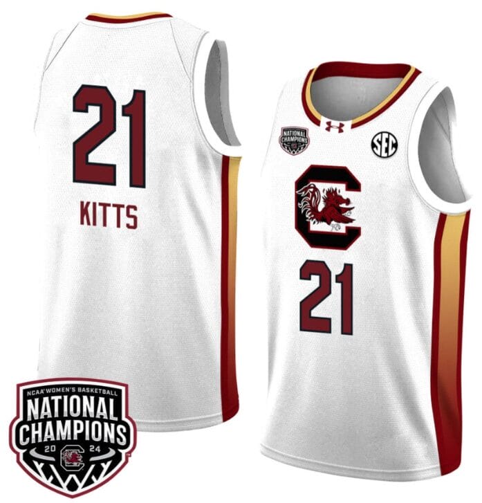 Chloe Kitts Jersey #21 South Carolina Gamecocks 2024 NCAA Basketball National Champions White Yellow 1 Chloe Kitts Jersey #21 South Carolina Gamecocks 2024 NCAA Basketball National Champions White Yellow