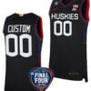Custom UConn Huskies Basketball Jersey Name and Number 2024 NCAA March Madness Final Four Black