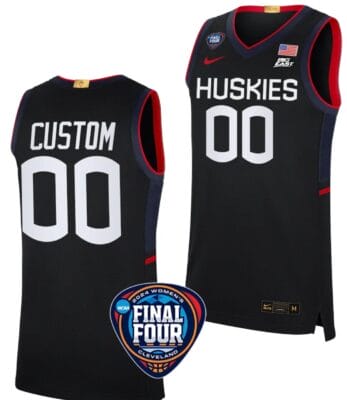 Custom UConn Huskies Basketball Jersey Name and Number 2024 NCAA March Madness Final Four Black 4 Custom UConn Huskies Basketball Jersey Name and Number 2024 NCAA March Madness Final Four Black