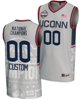 Custom UConn Huskies Jersey Name and Number 2024 NCAA Basketball National Champions Lightweight Gray 6 Custom UConn Huskies Jersey Name and Number 2024 NCAA Basketball National Champions Lightweight Gray
