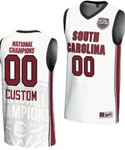 Custom South Carolina Gamecocks Jersey Name and Number 2024 NCAA Basketball National Champions White