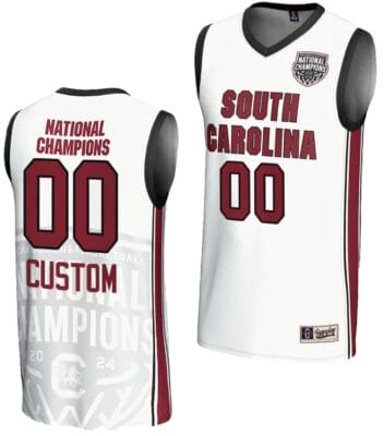 Custom South Carolina Gamecocks Jersey Name and Number 2024 NCAA Basketball National Champions White
