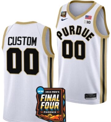 Custom Purdue Boilermakers Jersey Name and Number 2024 NCAA March Madness Final Four Basketball White