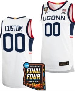 Custom UConn Huskies Jersey Name and Number 2024 NCAA March Madness Final Four Basketball White