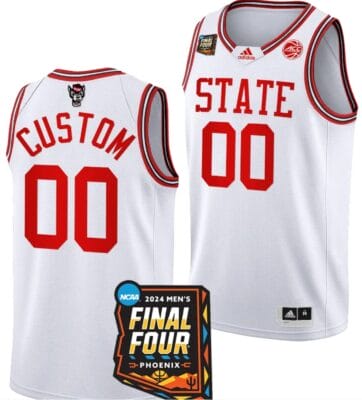 Custom NC State Wolfpack Jersey Name and Number 2024 NCAA March Madness Final Four Basketball White 6 Custom NC State Wolfpack Jersey Name and Number 2024 NCAA March Madness Final Four Basketball White