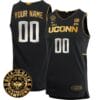 Custom UConn Huskies Basketball Jersey 2024 Back To Back Champions Patch Black Gold