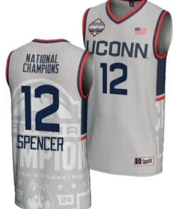 Cam Spencer Jersey #12 UConn Huskies 2024 NCAA Basketball National Champions Lightweight Gray