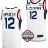 Cam Spencer Jersey #12 UConn Huskies 2024 NCAA Basketball National Champions White Elite