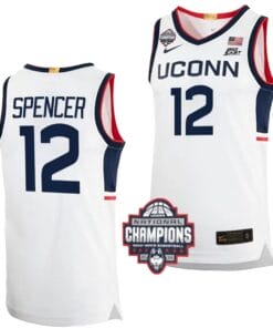 Cam Spencer Jersey #12 UConn Huskies 2024 NCAA Basketball National Champions White Elite