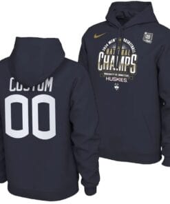 Custom UConn Huskies Hoodie 2024 NCAA Basketball National Champions Pullover Locker Room Navy