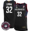 Donovan Clingan Jersey #32 UConn Huskies Basketball 2024 Back To Back Champions Patch Black