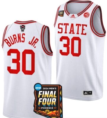 DJ Burns Jr Jersey #30 NC State Wolfpack 2024 NCAA March Madness Final Four Basketball White