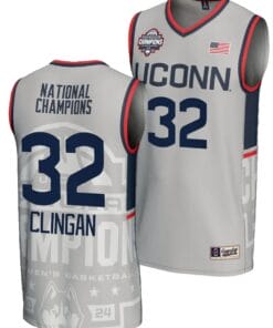 Donovan Clingan Jersey #32 UConn Huskies 2024 NCAA Basketball National Champions Lightweight Gray