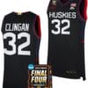 Donovan Clingan Jersey #32 UConn Huskies Basketball 2024 NCAA March Madness Final Four Navy