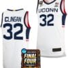 Donovan Clingan Jersey #32 UConn Huskies Basketball 2024 NCAA March Madness Final Four White