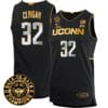 Donovan Clingan Jersey #32 UConn Huskies Basketball 2024 Back To Back Champions Patch Black Gold