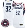 Donovan Clingan Jersey #32 UConn Huskies Basketball 2024 Back To Back Champions Patch White Home 5 Donovan Clingan Jersey #32 UConn Huskies Basketball 2024 Back To Back Champions Patch White Home