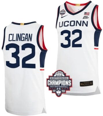 Donovan Clingan Jersey #32 UConn Huskies 2024 NCAA Basketball National Champions White Elite 6 Donovan Clingan Jersey #32 UConn Huskies 2024 NCAA Basketball National Champions White Elite