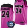 Gabbie Marshall Jersey #24 Iowa Hawkeyes Basketball 2024 NCAA March Madness Final Four Pink 4 Gabbie Marshall Jersey #24 Iowa Hawkeyes Basketball 2024 NCAA March Madness Final Four Pink